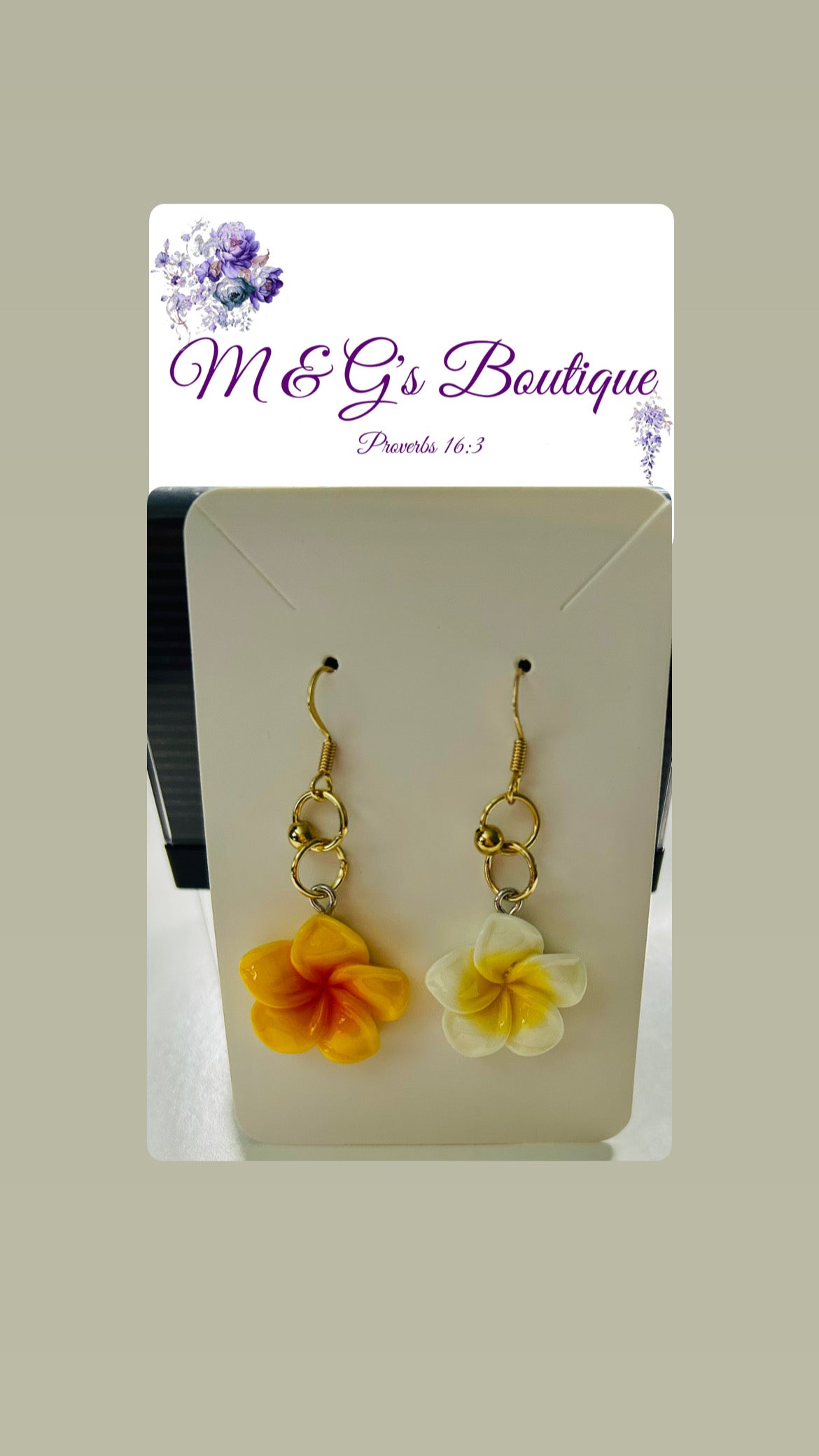 Cutie Creations Frangipani Plumeria Floral Earrings