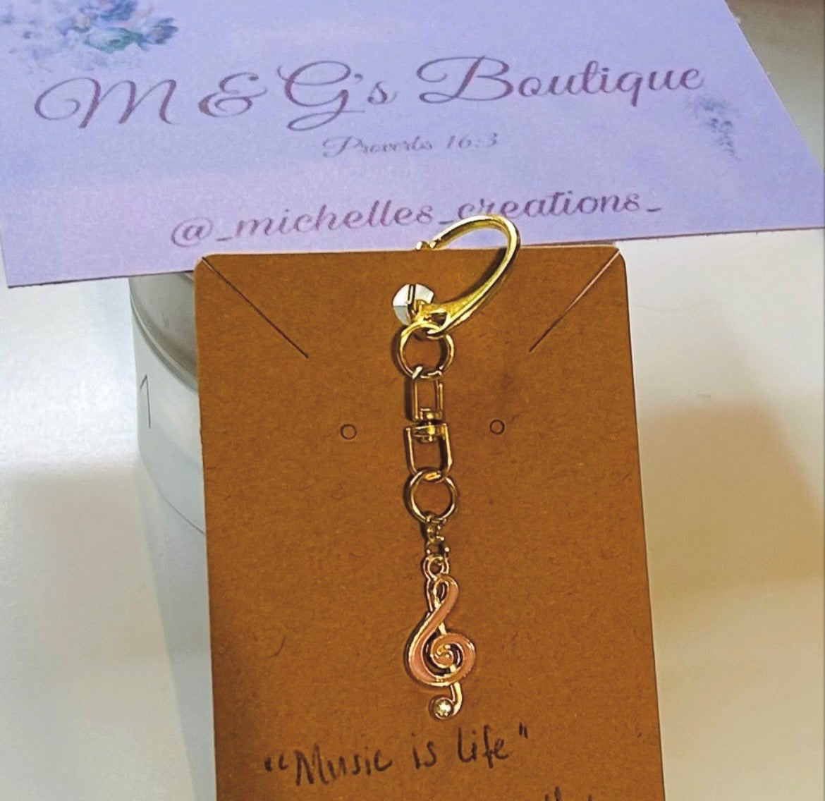 Cutie Creation “Music Is Life” Charm Keychain