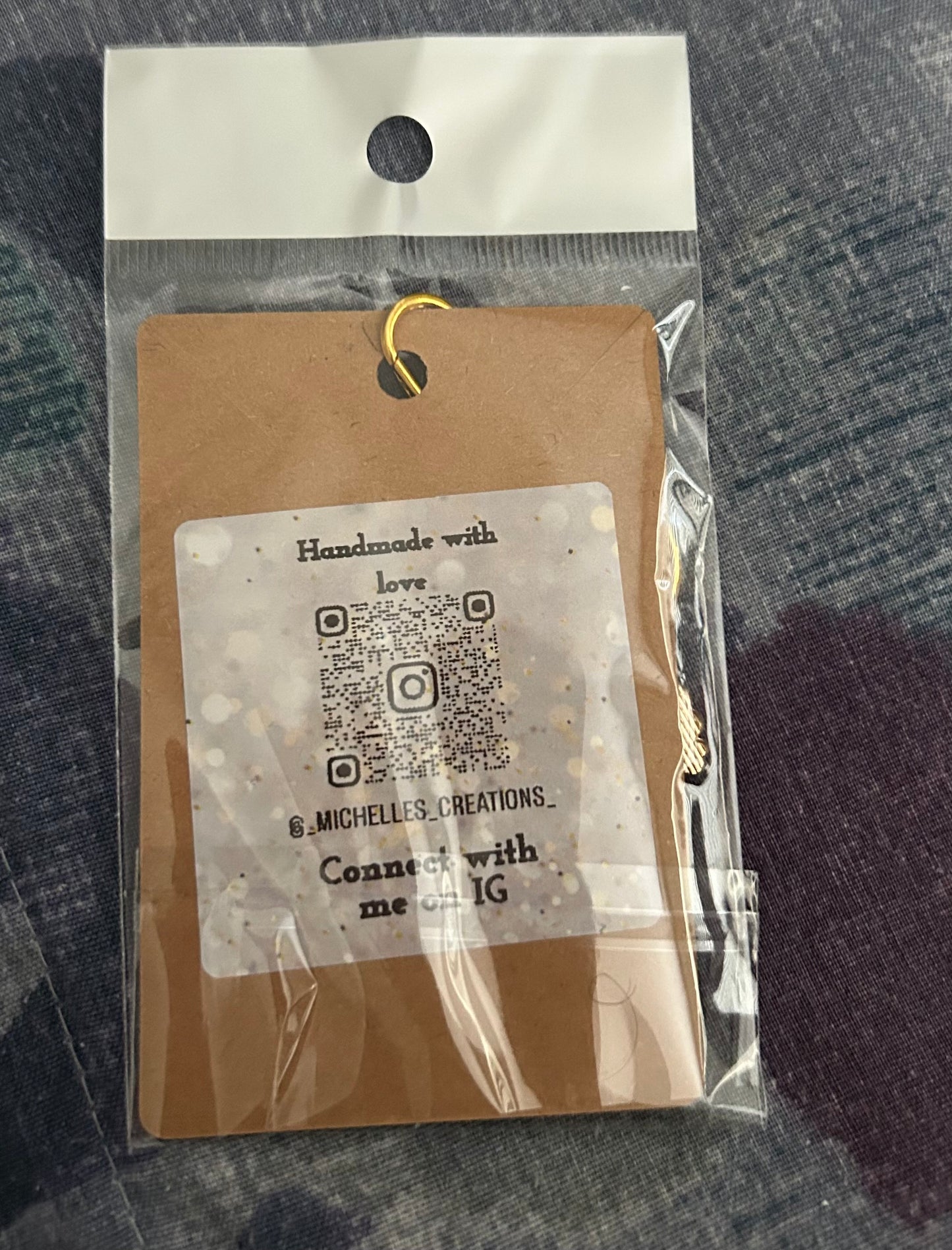 Handcrafted Collection of Charms keychain. Pink and Gold tone.