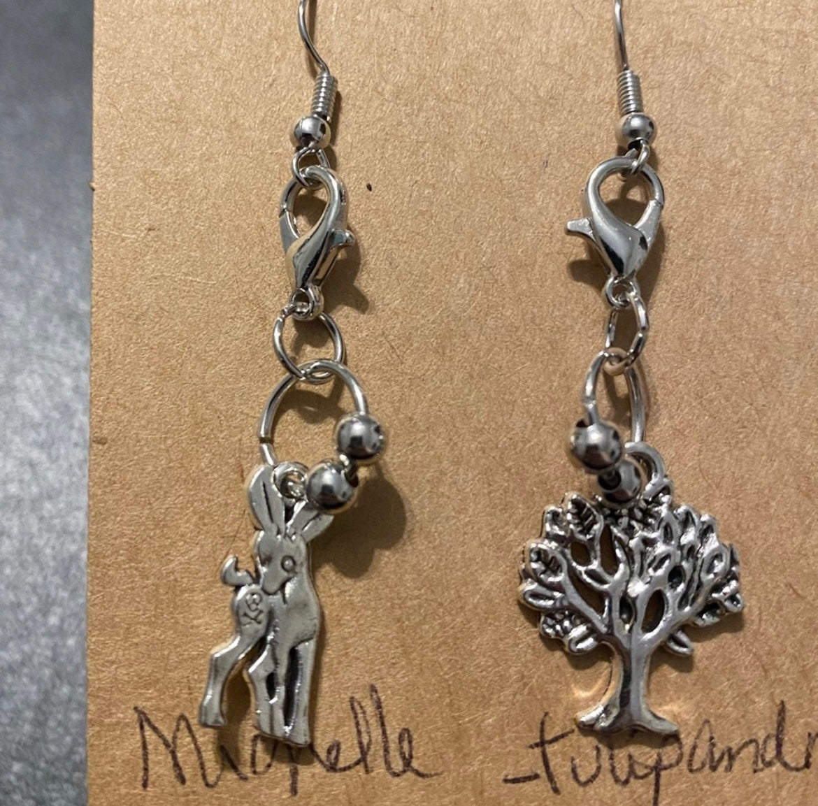 Handmade Mix Match Bambi Inspired Charm Silver tone Earrings