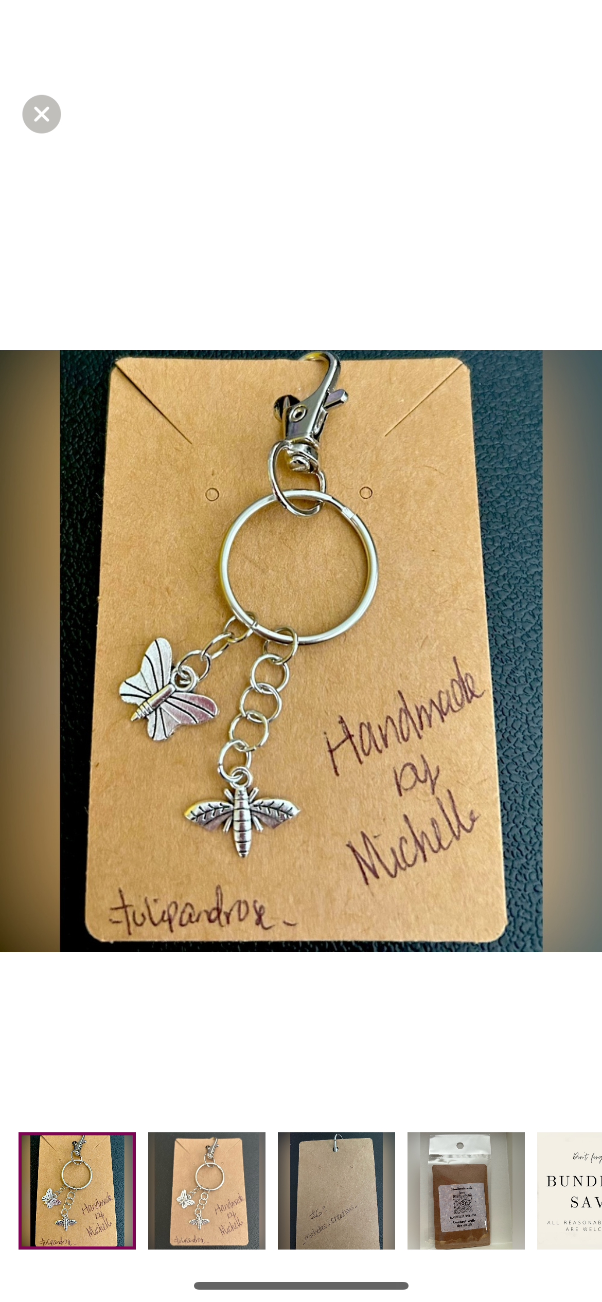 Handmade Cute Butterfly and Firefly keychain. Silver-tone.