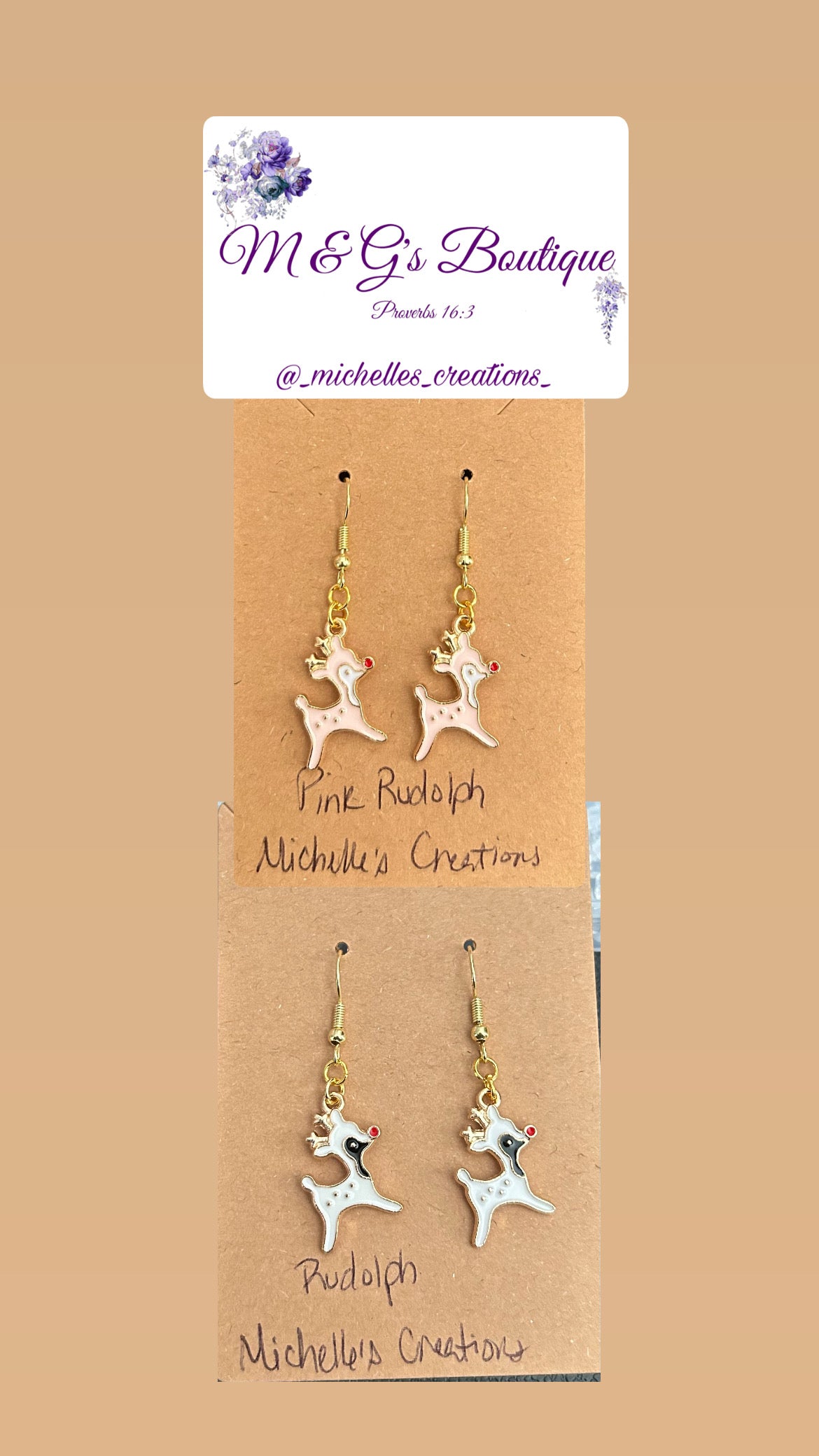 Christmas Cutie Creations Rudolph Charm Earrings