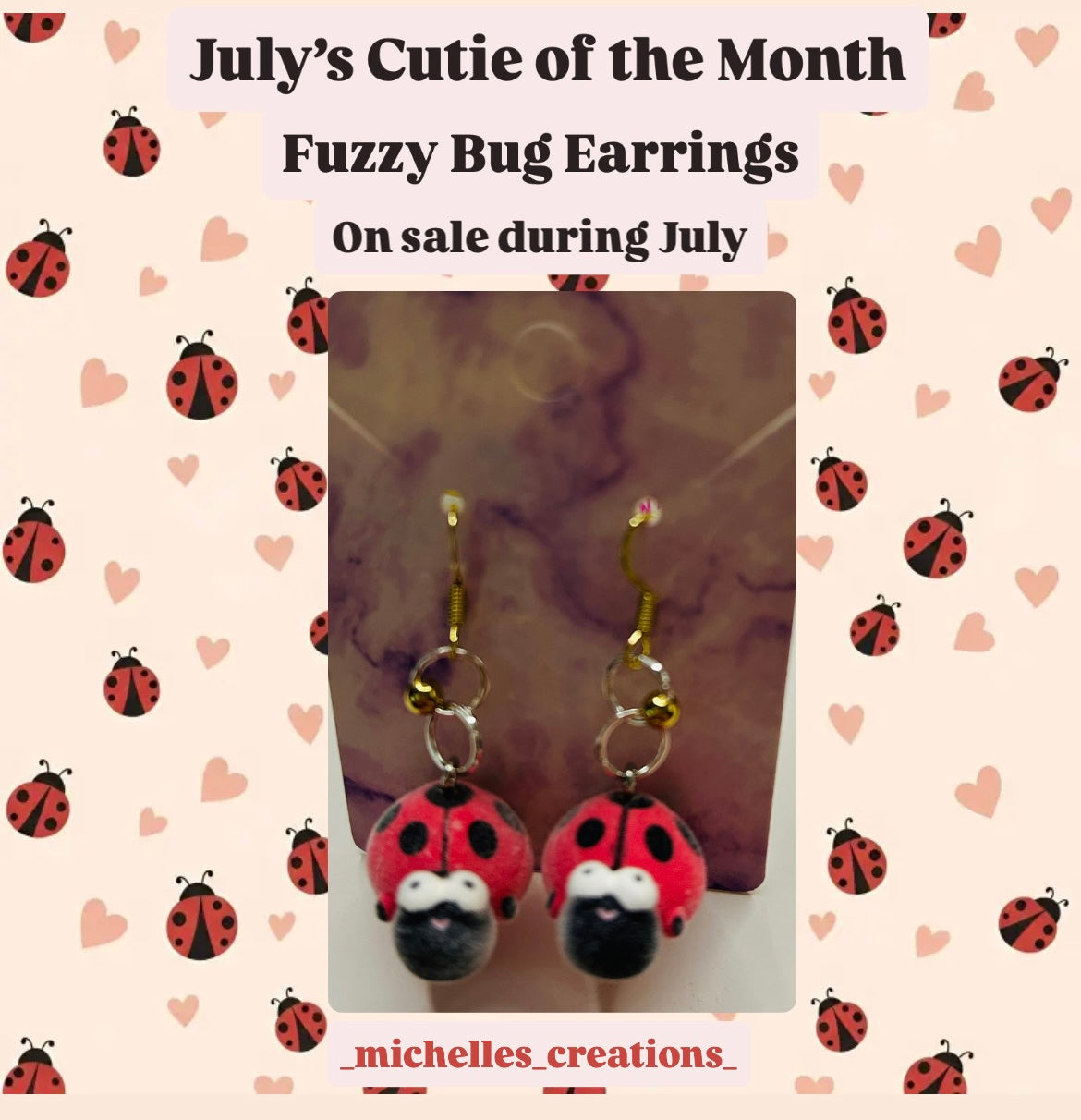 Announcing July’s Cutie Creation of the Month: Fuzzy Bug Earrings
