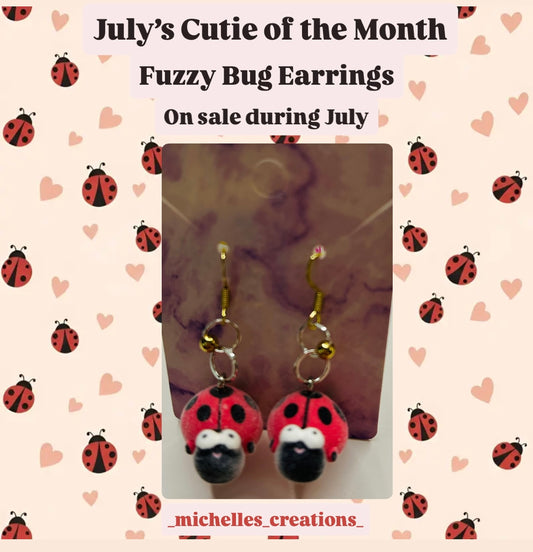 Announcing July’s Cutie Creation of the Month: Fuzzy Bug Earrings