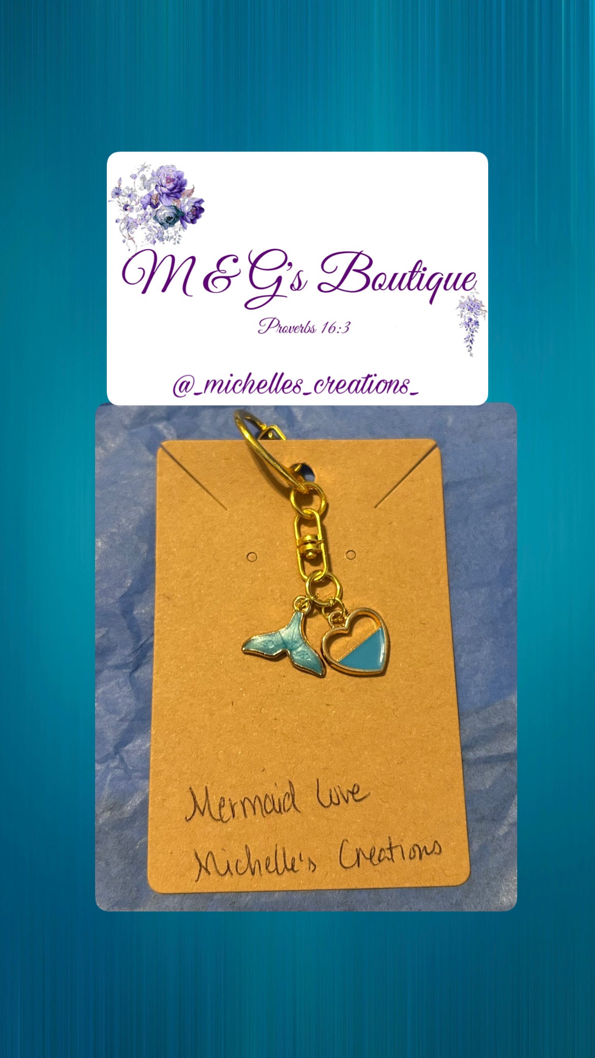 Cutie Creation Mermaid Love zipper pull charm Keychain.