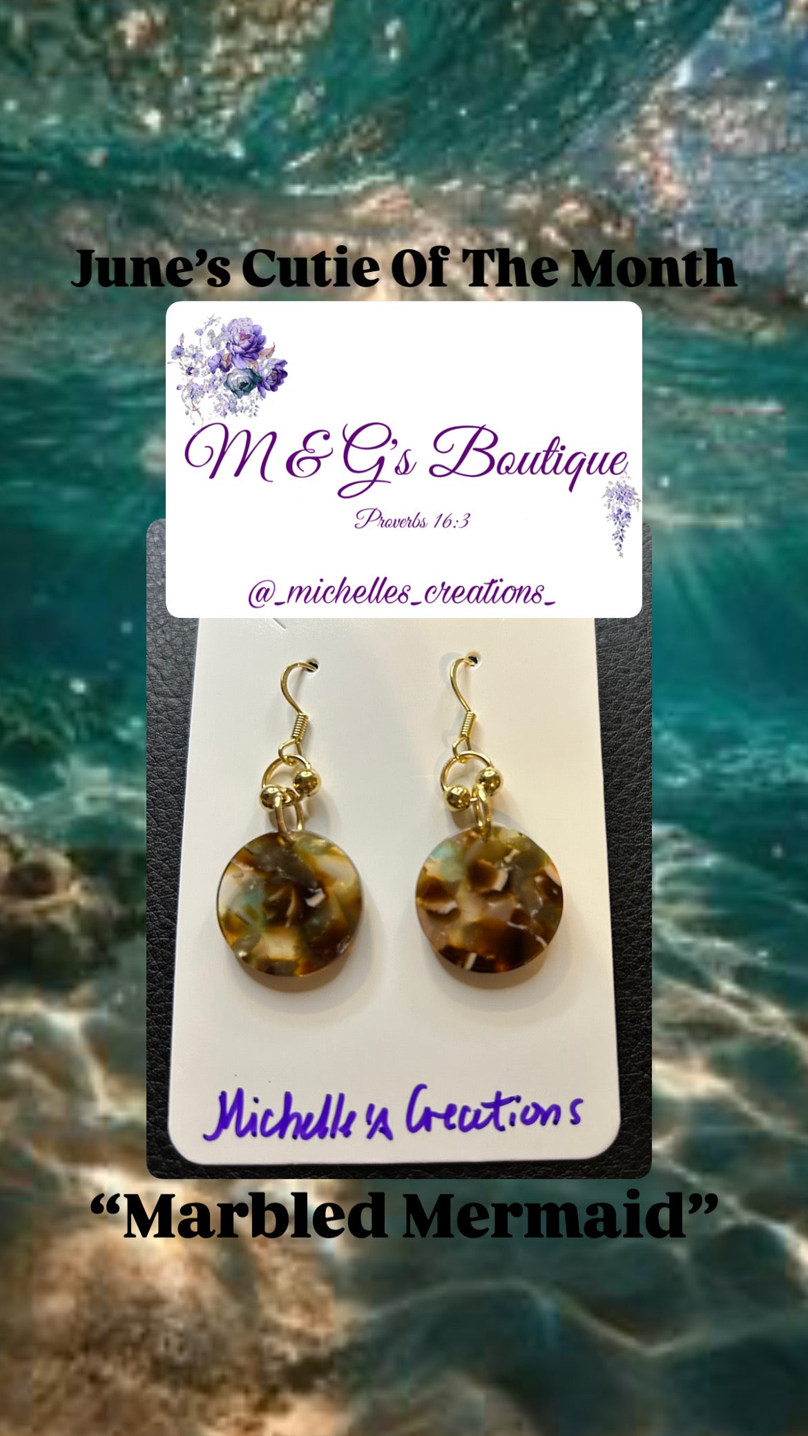 Announcing: June Cutie Creation Of The Month: Marbled Mermaid Coin Earrings
