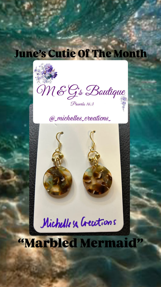 Announcing: June Cutie Creation Of The Month: Marbled Mermaid Coin Earrings