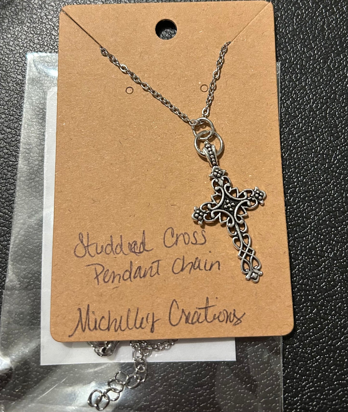 Cutie Creation Necklace Studded Cross Pendant Chain