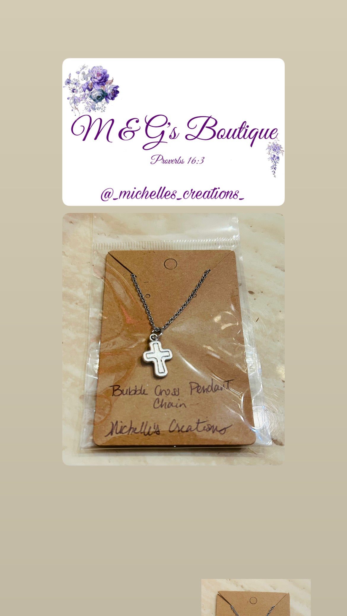 Necklace Bubble Cross Pendant Chain