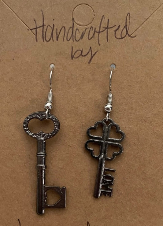 Handcrafted Fashion Mix Match Key Heart Drop Earrings
Silver