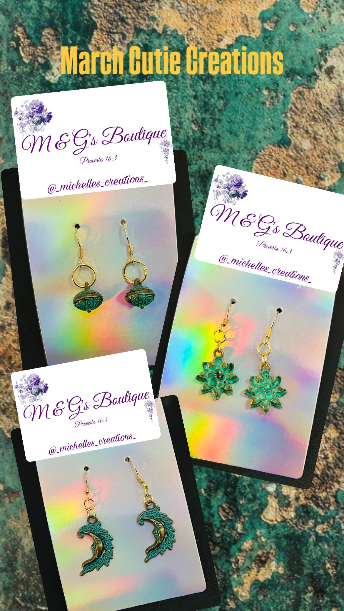 Cutie Creations of the Month: March- Vernal Verdigris Charm Earrings