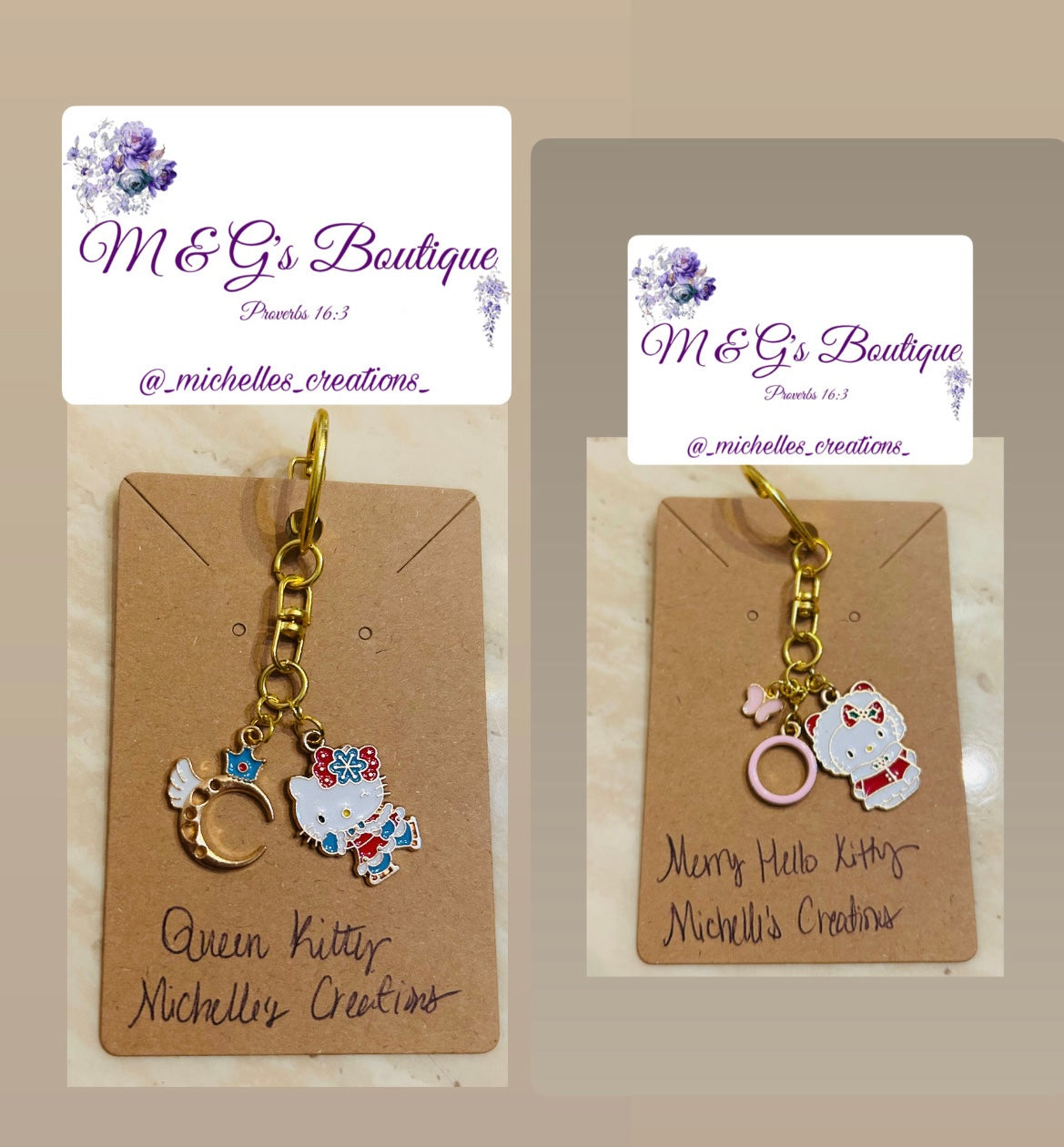 Christmas Cutie Creations Hello Kitty Bag Charm Keychains