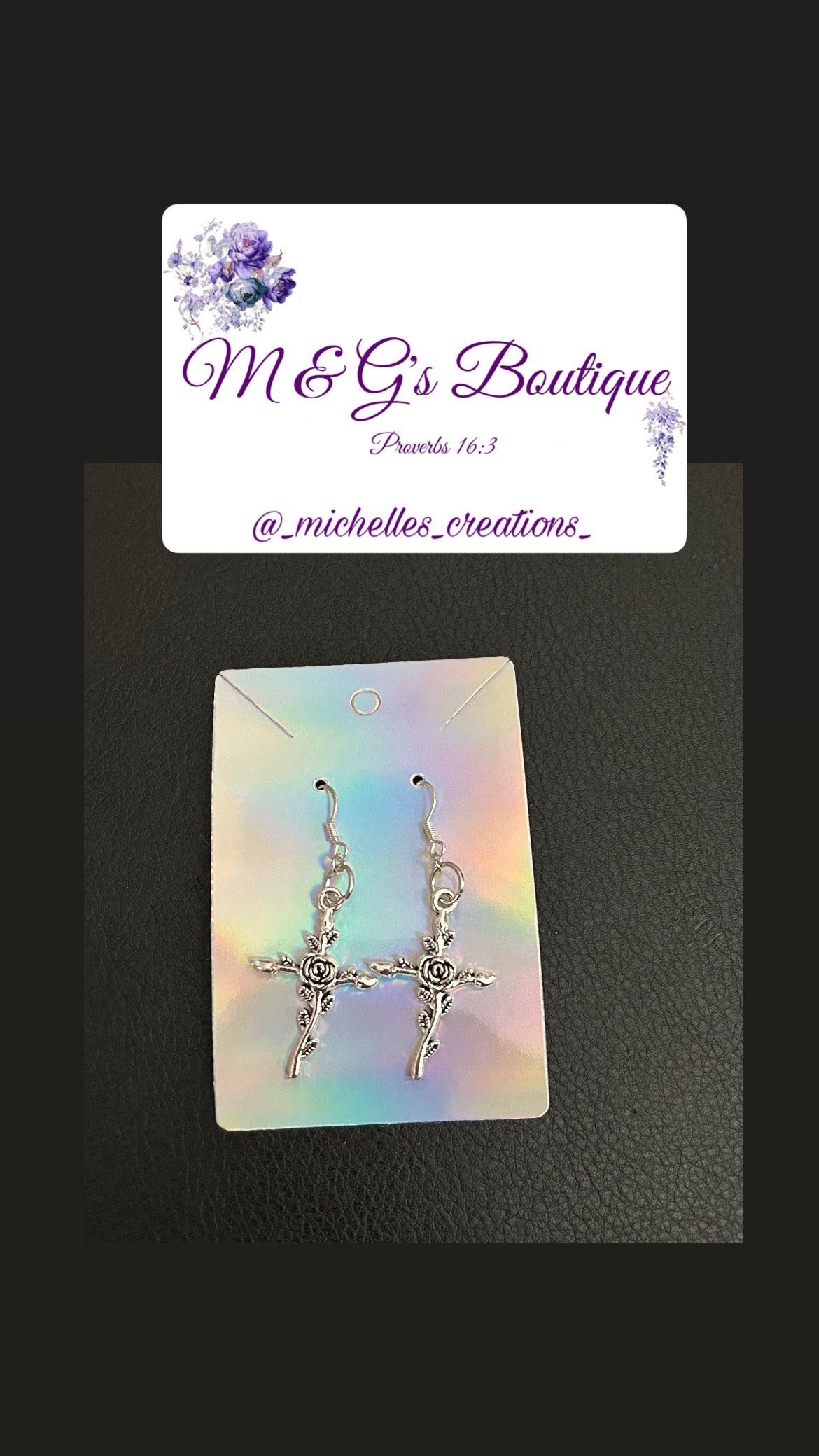 Cutie Creations Rose Cross Charm Earrings