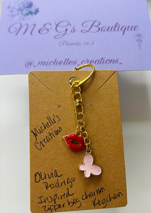 Olivia Rodrigo inspired zipper bag charm keychain