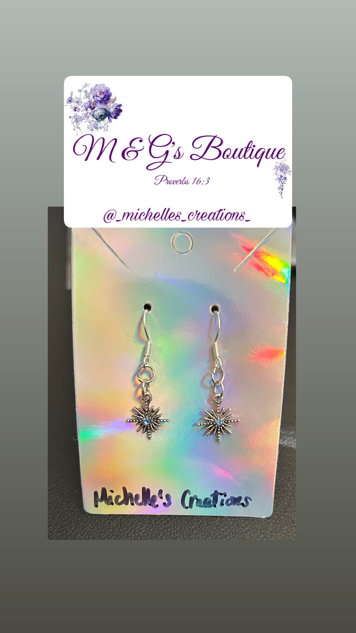 Cutie Creation Mini Winter Snowflake Sunburst Charm Earrings