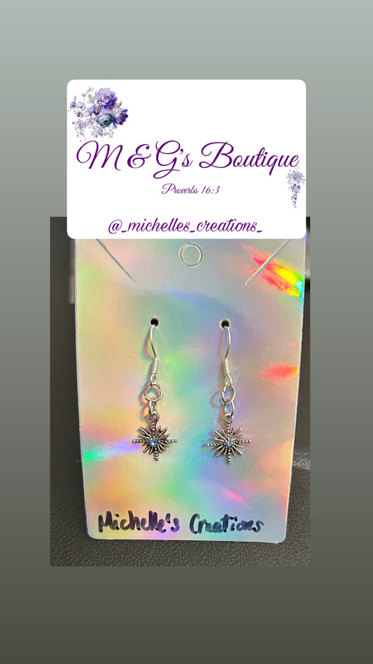 Cutie Creation Mini Winter Snowflake Sunburst Charm Earrings