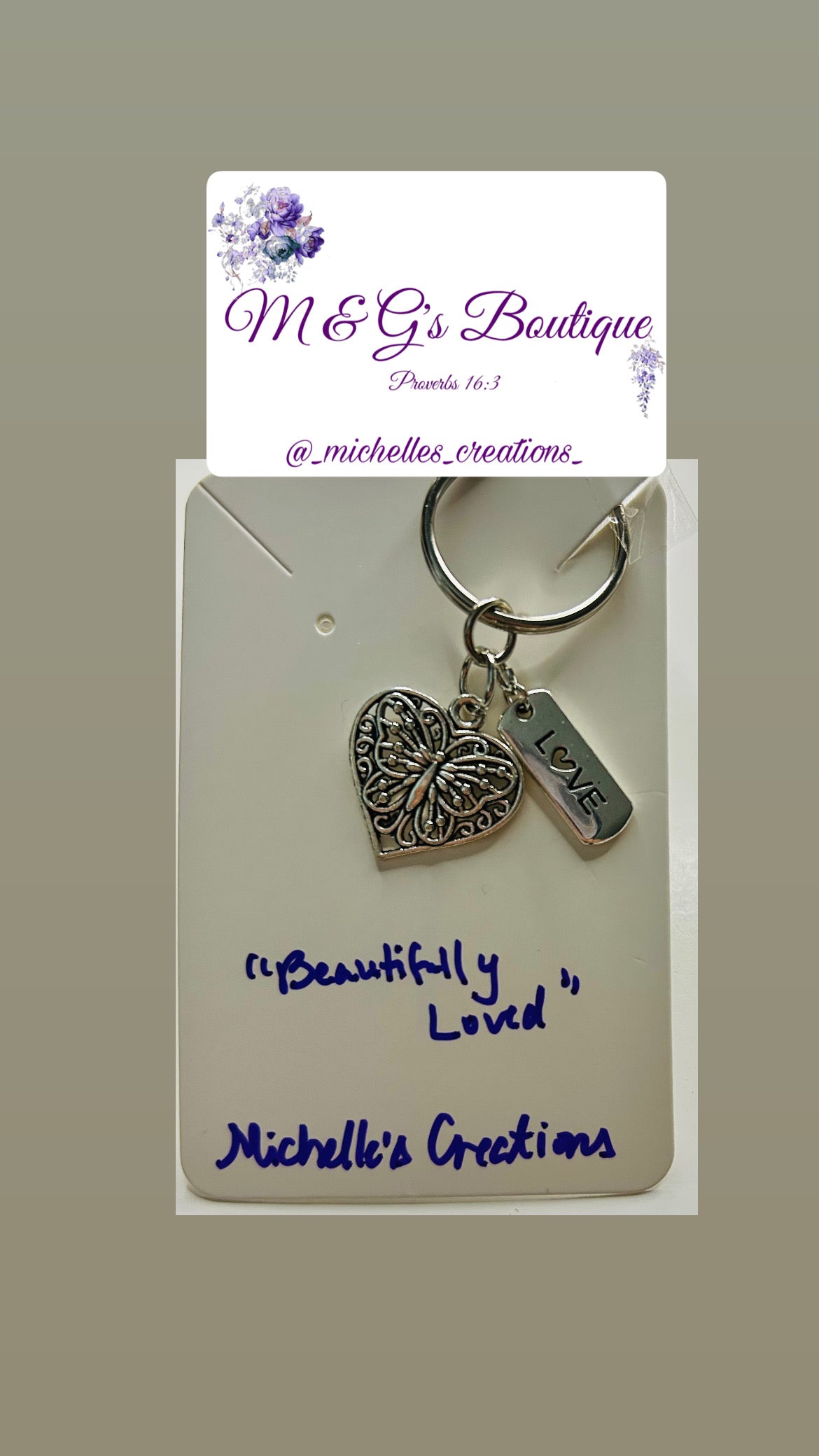 Cutie Creation “Beautifully Loved” Charm Keychain