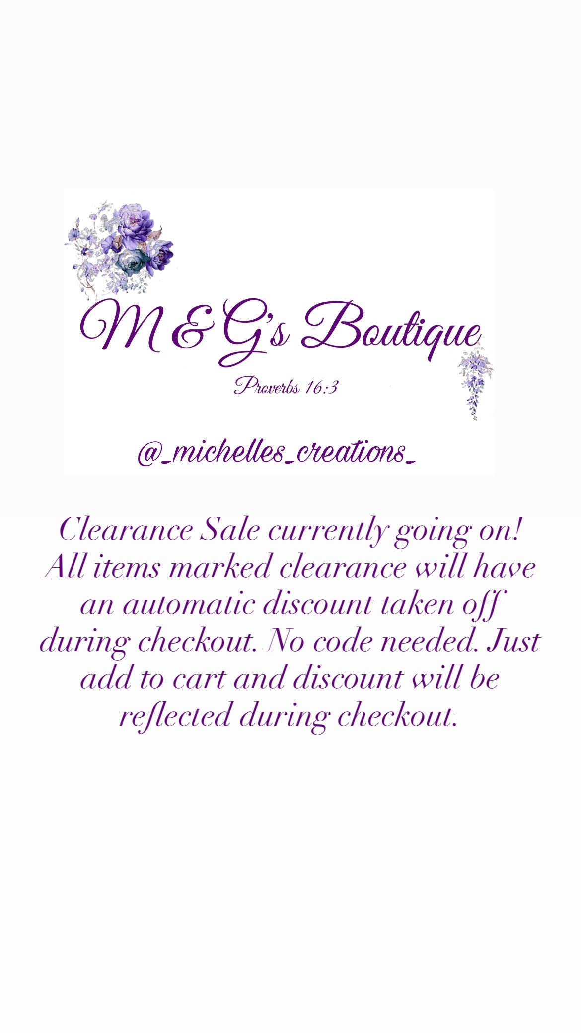 Announcement: Clearance Sale