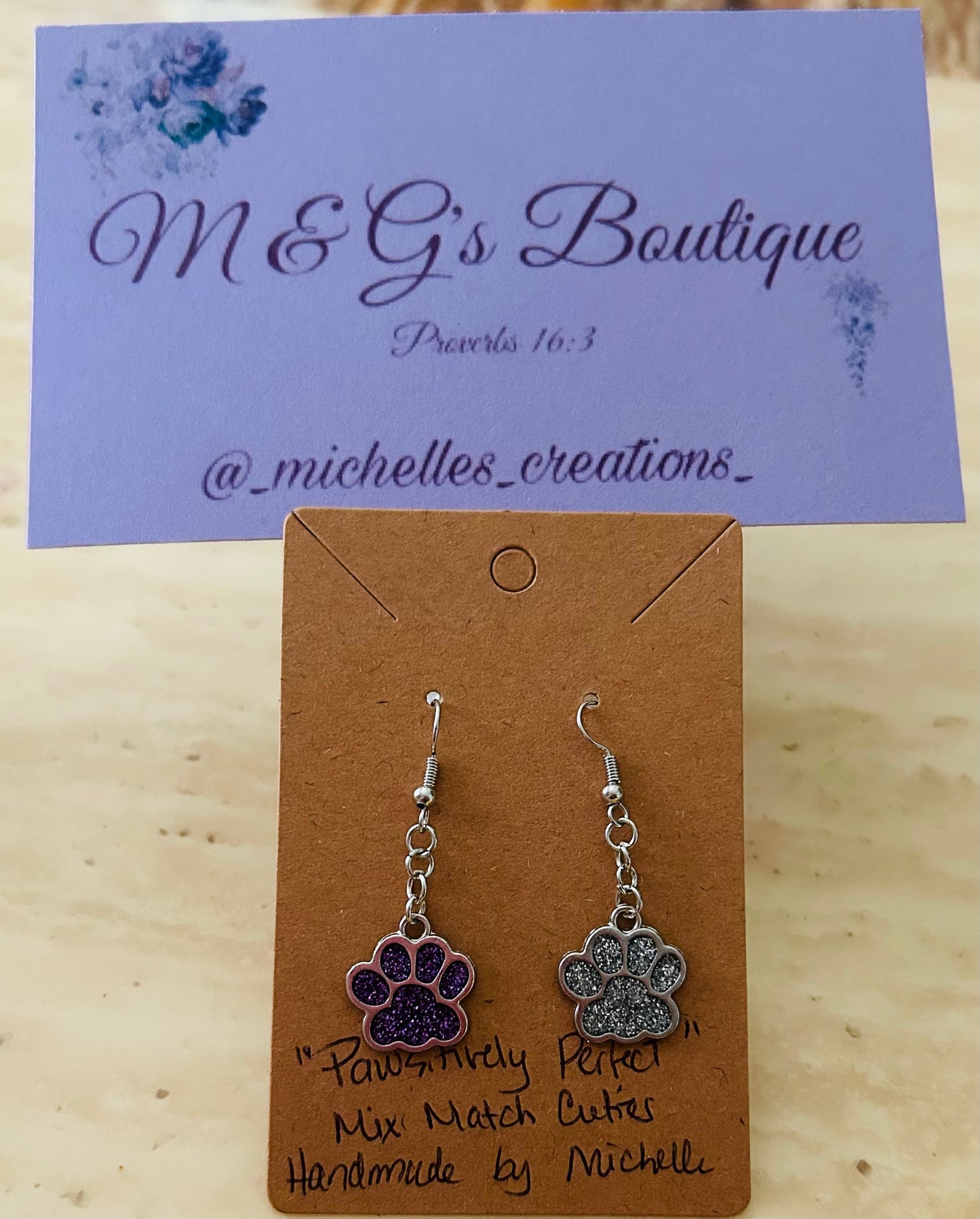 Handmade Mix Match “Pawsitively Perfect” Paw Print Charm Drop Earrings