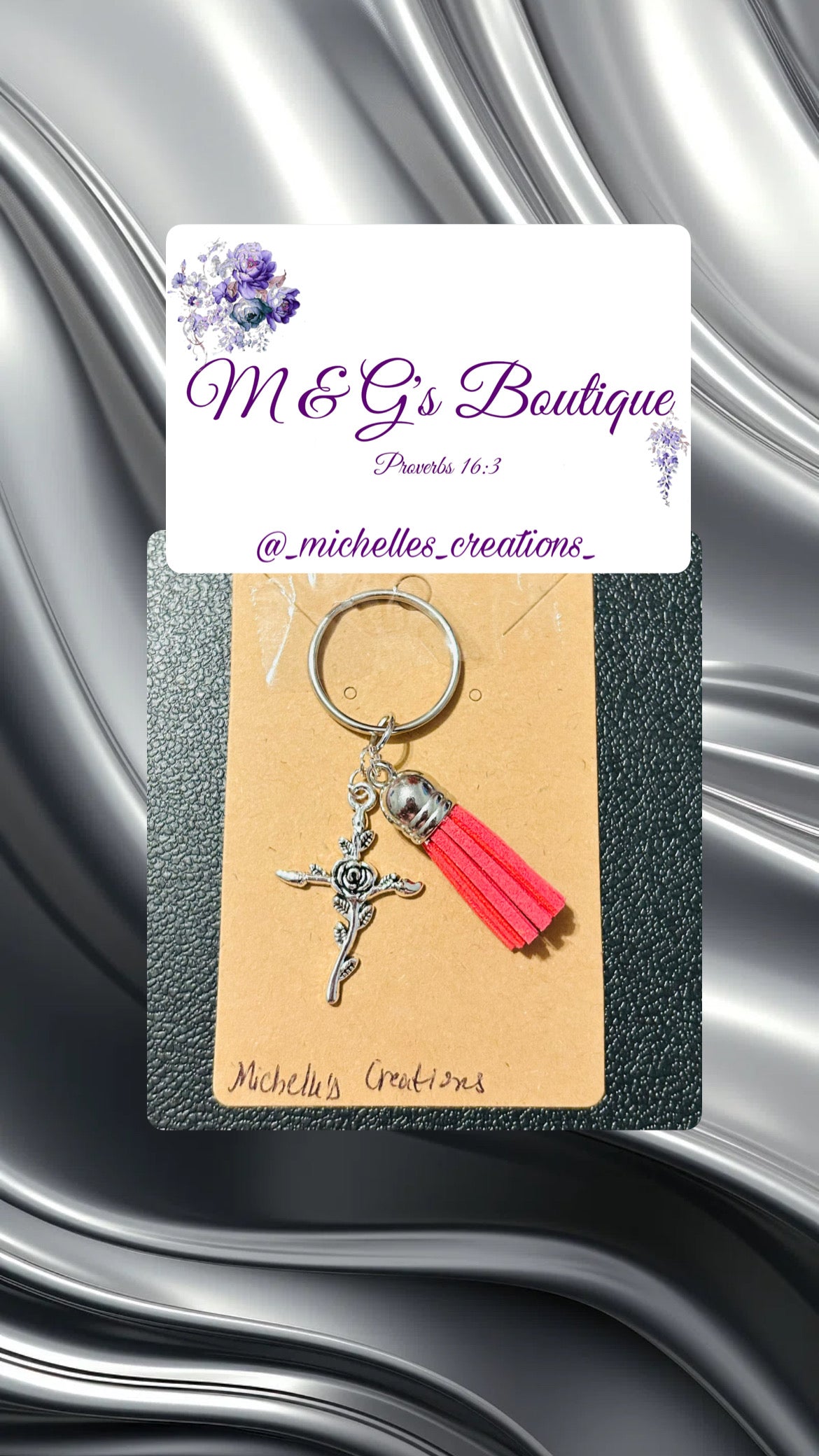 Cutie Creation Rose Cross Keychain