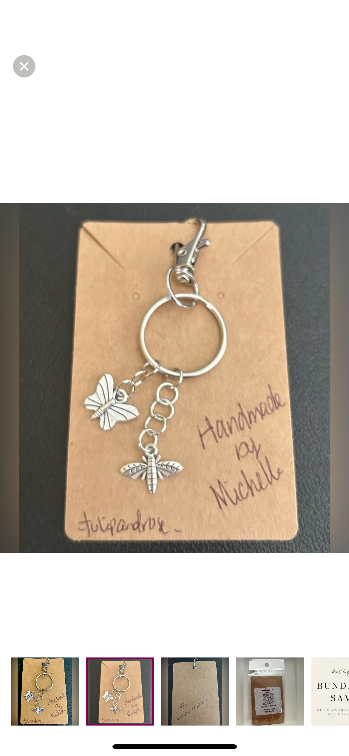 Handmade Cute Butterfly and Firefly keychain. Silver-tone.