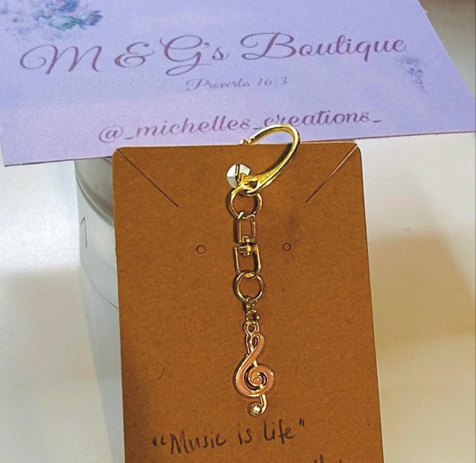 Cutie Creation “Music Is Life” Charm Keychain