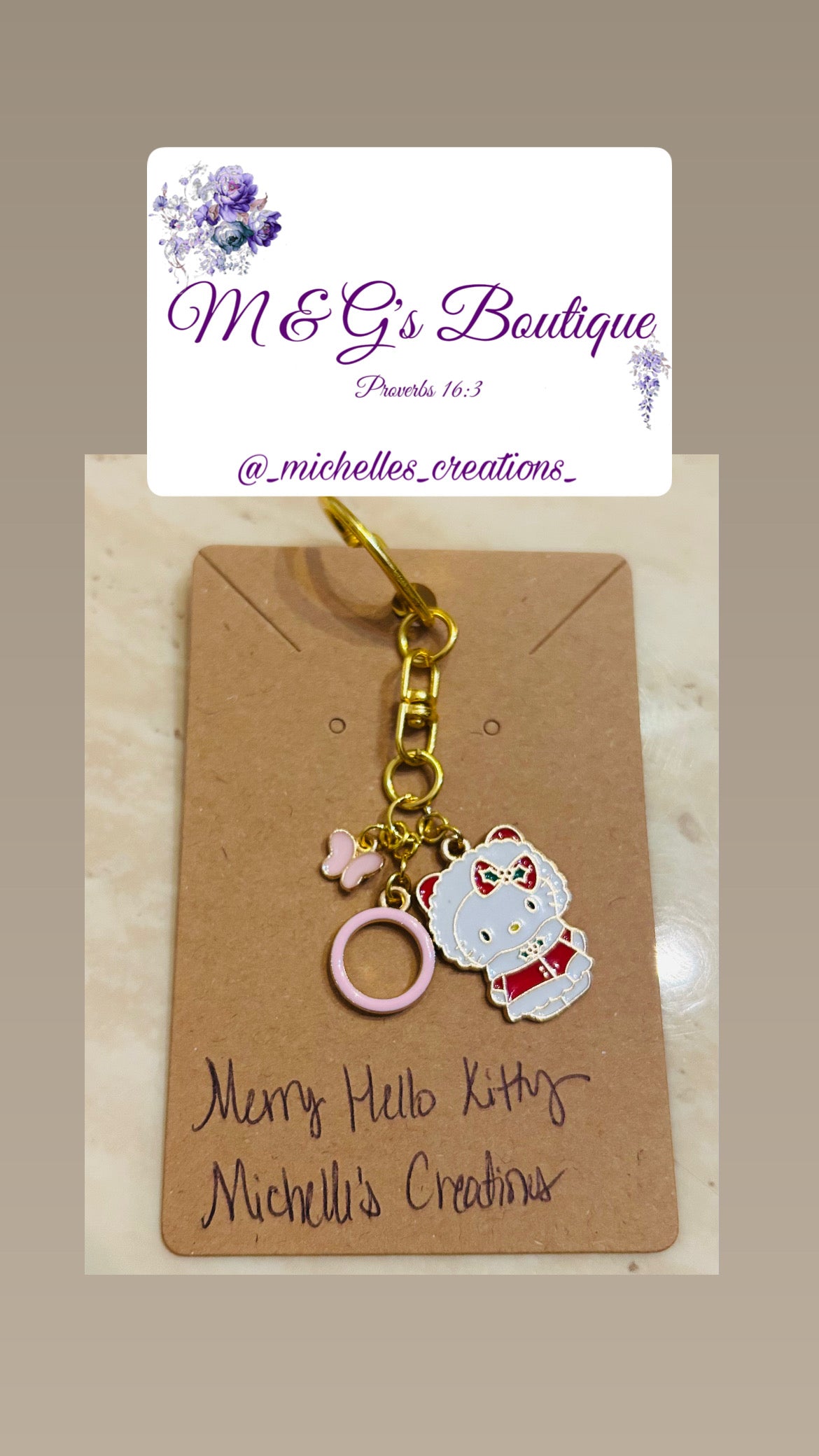 Christmas Cutie Creations Hello Kitty Bag Charm Keychains