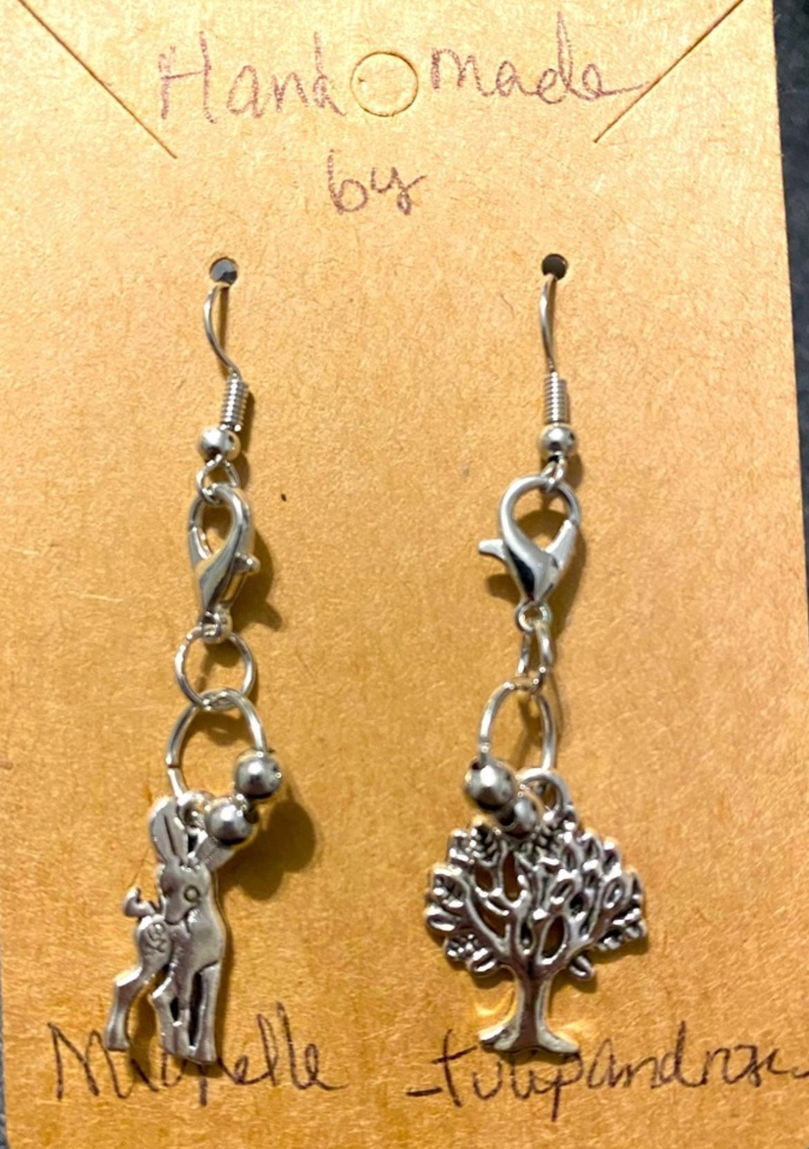 Handmade Mix Match Bambi Inspired Charm Silver tone Earrings