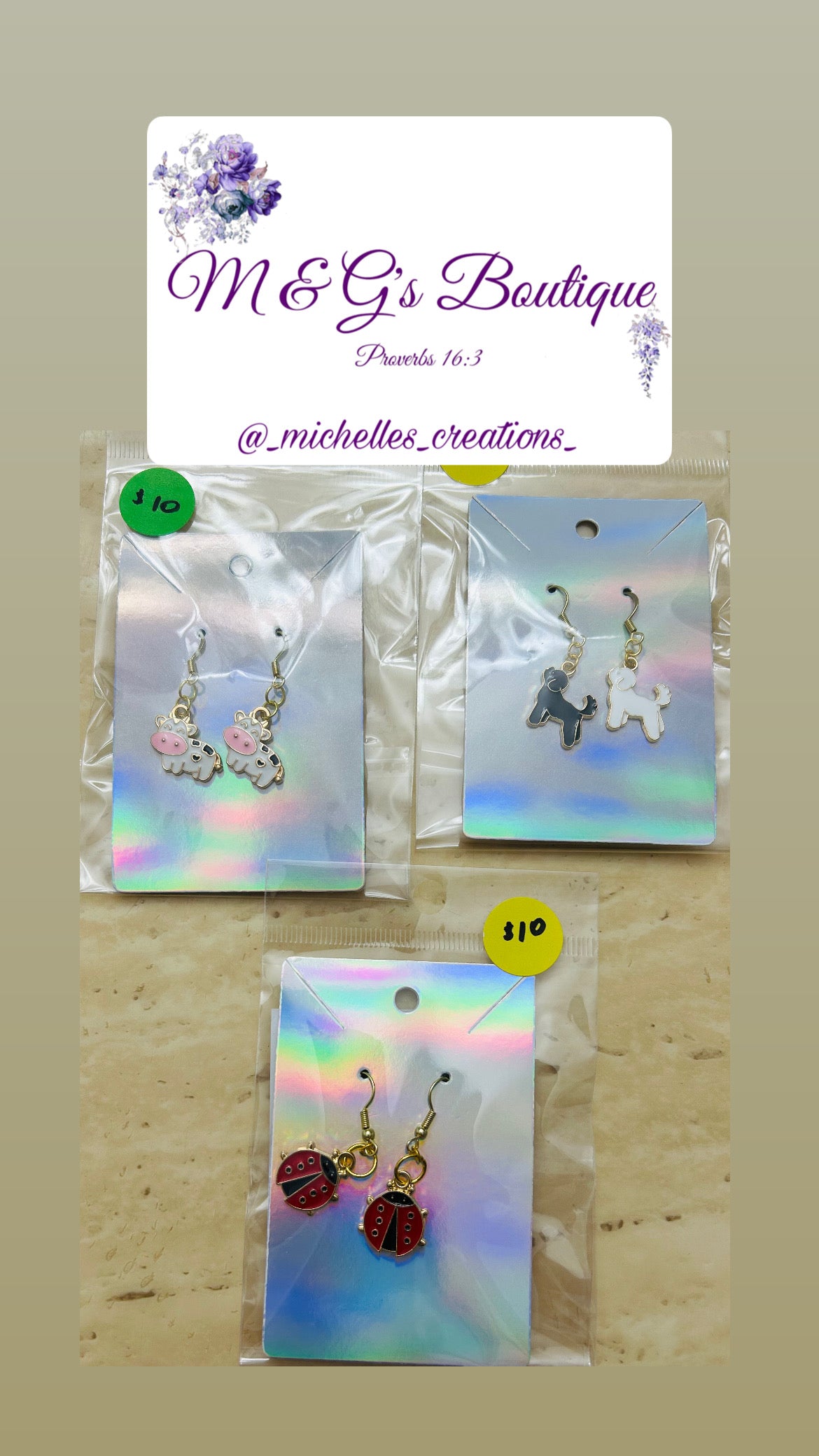 Cutie Creations Animals Charm Earrings