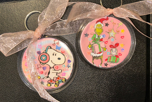 Handmade Keychain Snoopy & Woodstock + Grinch & Cindy Lou
