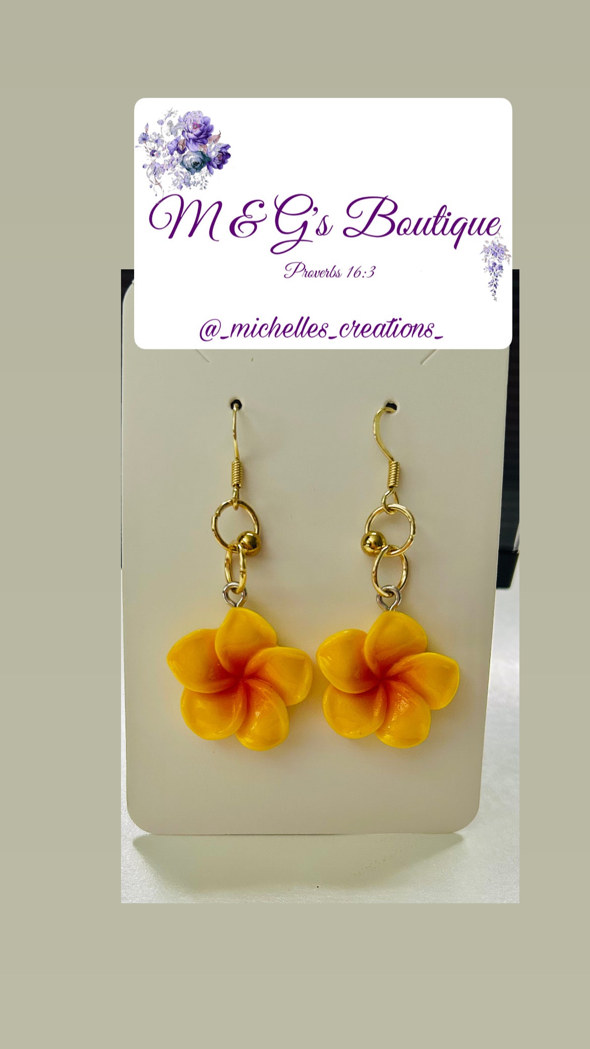 Cutie Creations Frangipani Plumeria Floral Earrings