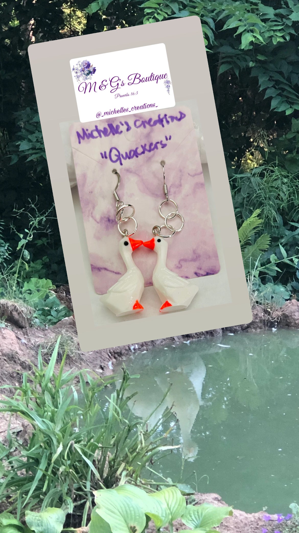 Cutie Creations “Quackers” Goose Charm Earrings