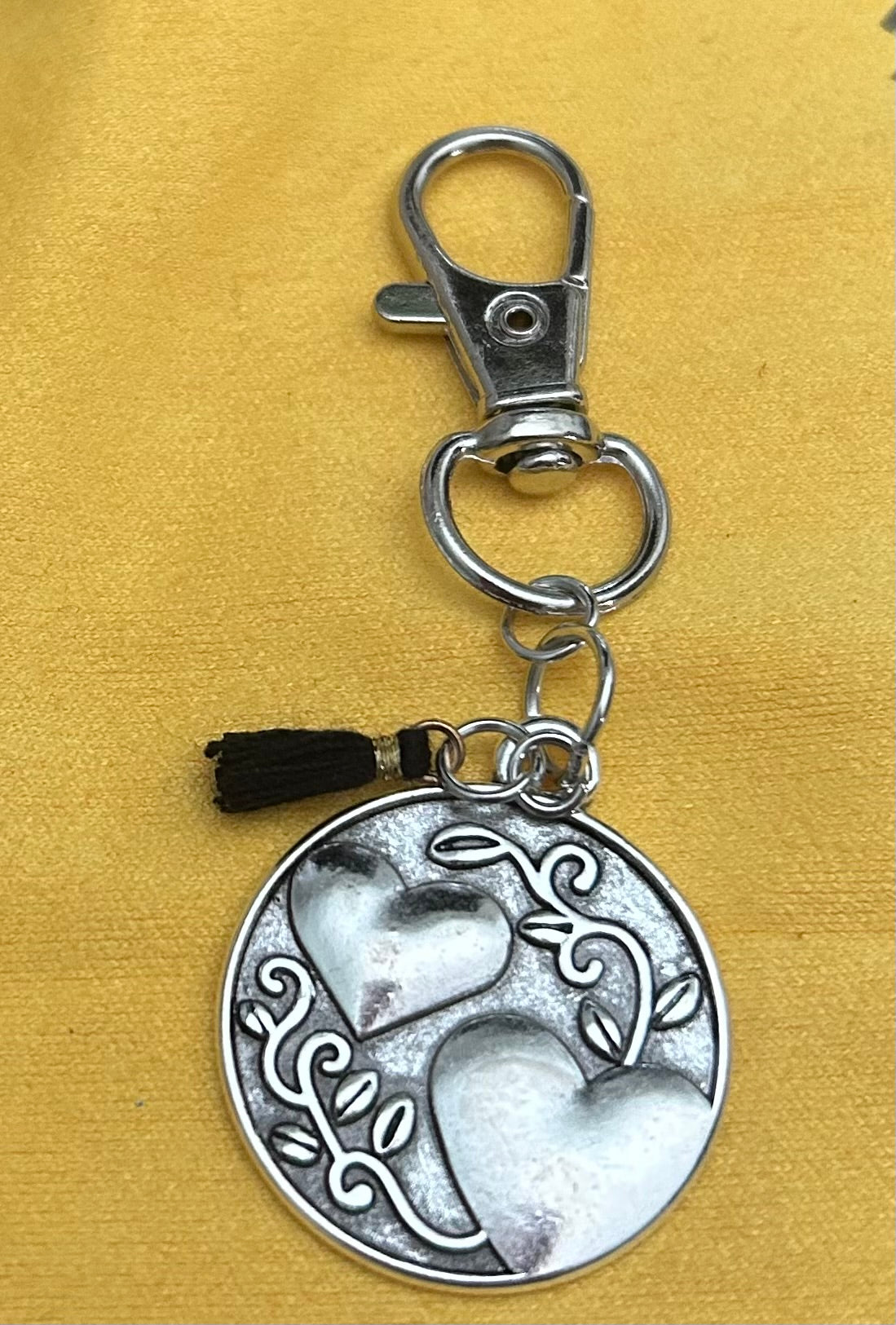 Handmade “Sister Love” Zipper Bag Charm Keychain Silvertone