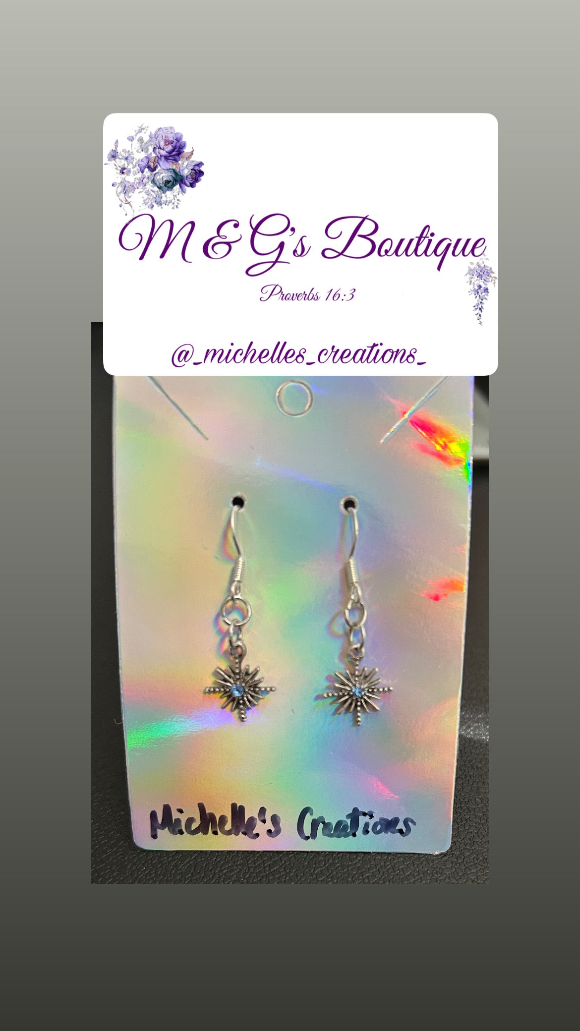 Cutie Creation Mini Winter Snowflake Sunburst Charm Earrings